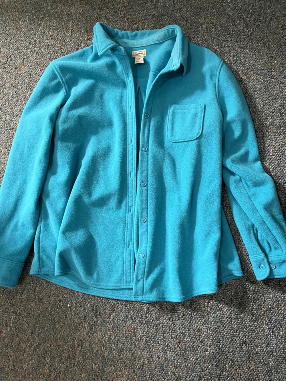 L.L. Bean Turquoise Button-Down Fleece Shirt
